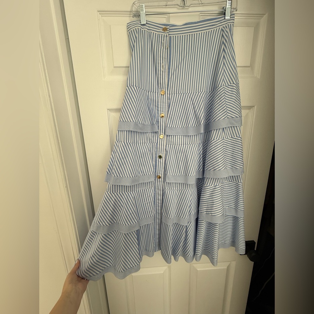 Sandro Striped Blue Tiered Skirt